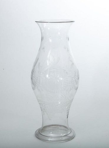 ENGRAVED GLASS BALUSTER-FORM HURRICANE SHADE