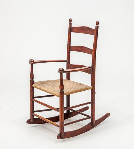 SHAKER STAINED MAPLE CHILD'S LADDERBACK ROCKING CHAIR