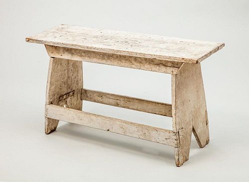 WHITE PAINTED TRESTLE BENCH