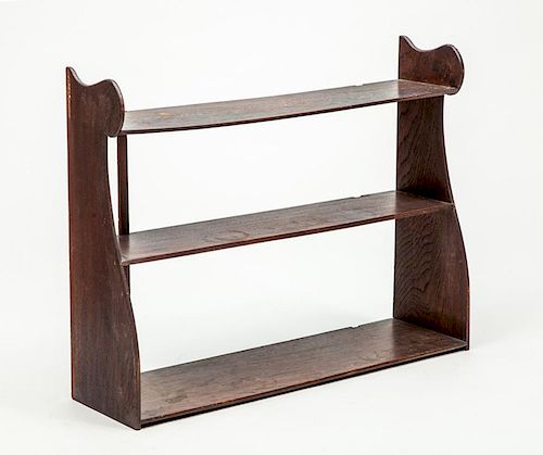 AMERICAN STAINED OAK WHALE-BACK HANGING SHELF