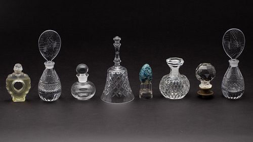 Group of 6 Glass Perfumes and Two Other Articles