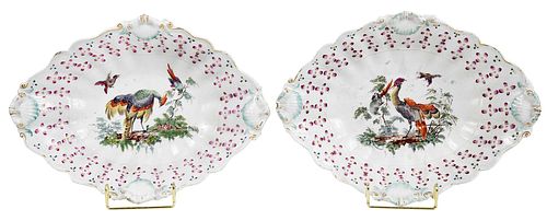 Pair of British Diaper Edge Soft Paste Porcelain Bowls