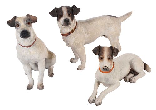 Three Jack Russell Terrier Figural Sculptures