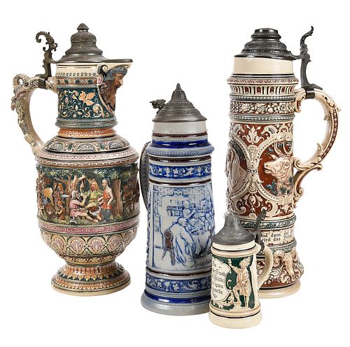 Four German Pottery Steins