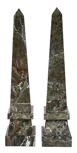 Pair of Variegated Marble Obelisks