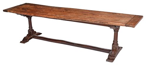 Early British or Continental Oak Trestle Table