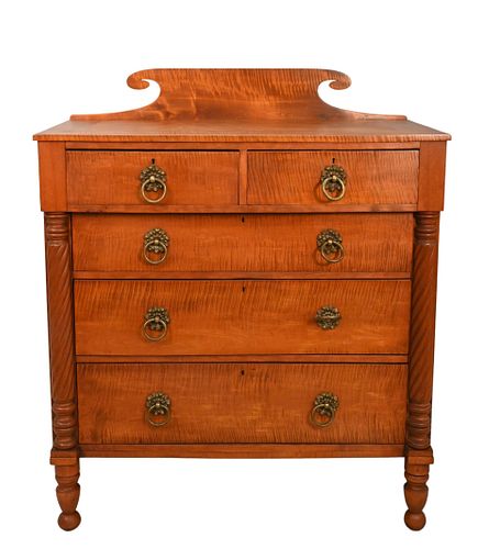 Tiger Maple and Birch Chest of Drawers