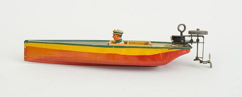 AMERICAN LITHOGRAPH TIN MODEL OF A MOTOR BOAT, LINOSTROM