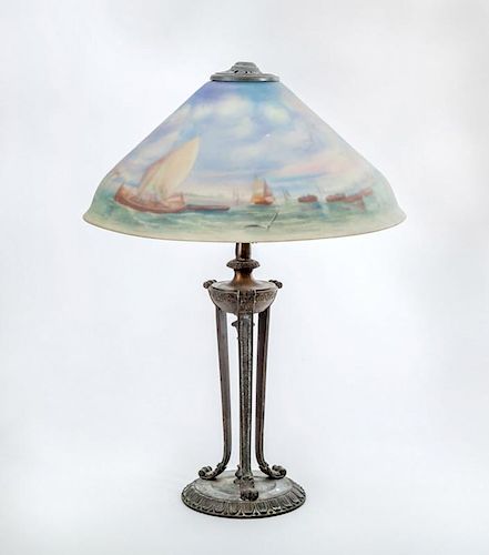 PAIRPONT REVERSE-PAINTED SCENIC TABLE LAMP