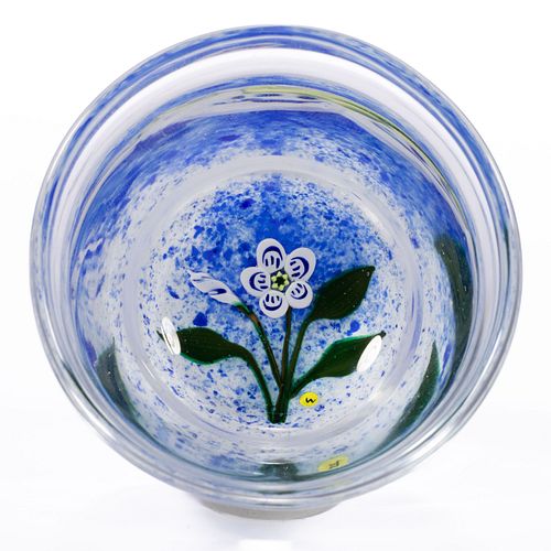FRANCIS WHITTEMORE (AMERICAN 1921-2020) LAMPWORK FLOWER PAPERWEIGHT CUP / OPEN SALT
