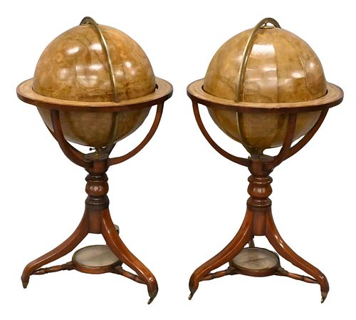 Pair of Malby English Terrestrial and Celestial Floor Globes