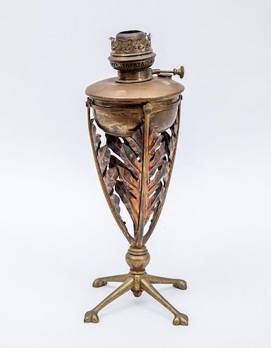 W.A.S. BENSON (ATTRIBUTION) ARTS AND CRAFTS KEROSENE LAMP