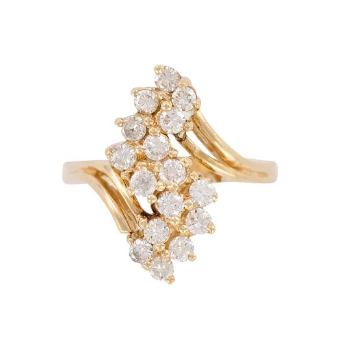 Lovely 14K Yellow Gold and Diamond Waterfall Ring