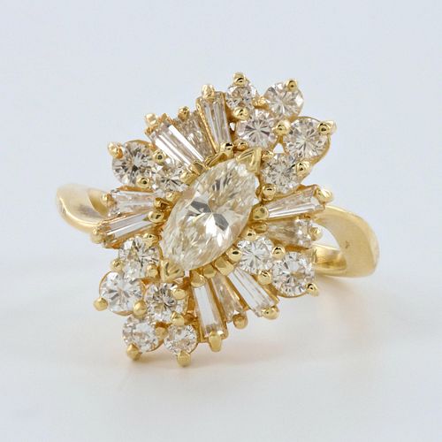 14K Yellow Gold and Diamond Ballerina Ring