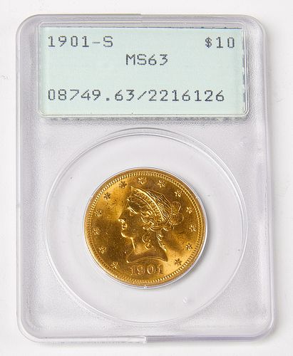 1901S U.S. Liberty Head Ten Dollar Gold Coin, Slab
