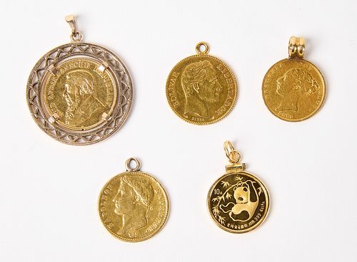 Five Gold Coins as Pendants