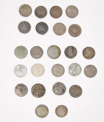 Twenty Four Spanish Eight Reales Silver Coins