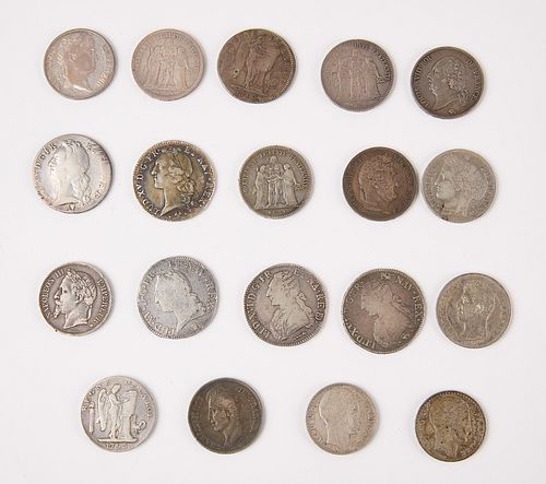 Nineteen Silver French Coins