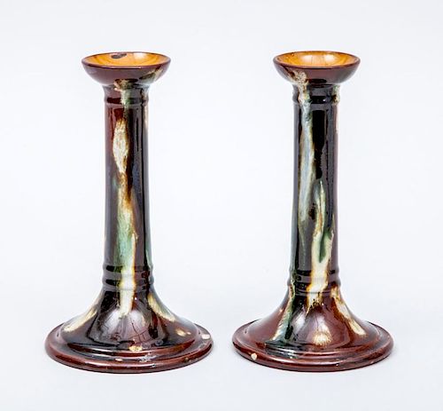 AESTHETIC MOVEMENT PAIR OF CANDLESTICKS