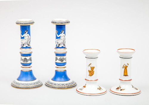 NEO-GREC TWO PAIR OF CANDLESTICKS