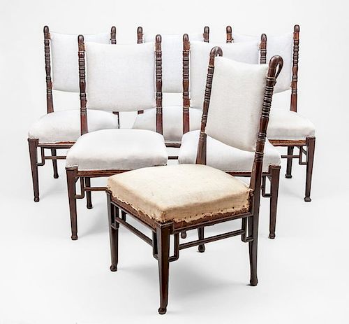 CHARLES R. YANDELL & CO., N.Y. AESTHETIC MOVEMENT, FIVE SIDE CHAIRS TOGETHER WITH A SIMILAR SIDE CHAIR