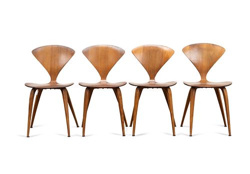 FOUR NORMAN CHERNER FOR PLYCRAFT SIDE CHAIRS