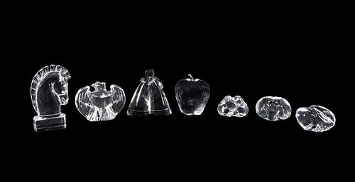 SEVEN STEUBEN CLEAR CRYSTAL FIGURINES