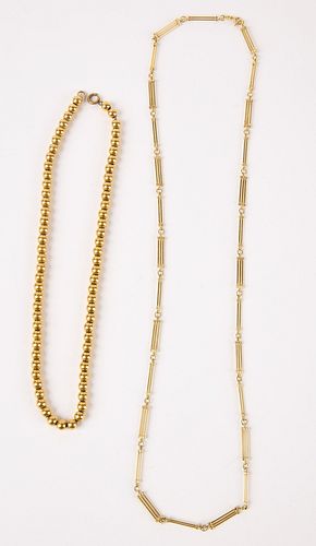Two 14K Gold Necklace and Chain