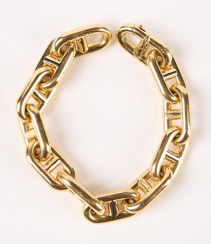 HERMES Gold Oval Link Bracelet