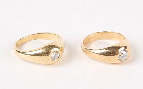 Two 14K Gold and Diamond Rings