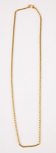 Chinese 24K Gold Barrel Link Necklace, Omega Clasp