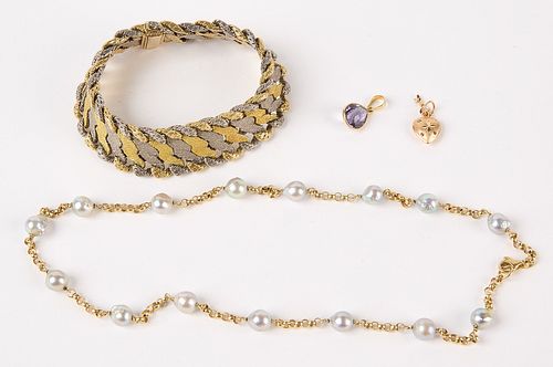 18K Gold Necklace,Bracelet, Pendants