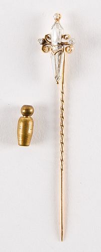 Diamond and 18K Gold Hat Stick Pin