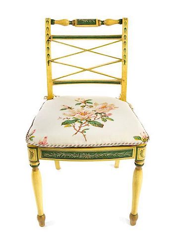 * An Italian Painted Side Chair Height 32 1/2 inches.