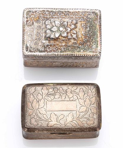 CHINESE EXPORT AND OTHER SILVER SNUFF BOXES, LOT OF TWO