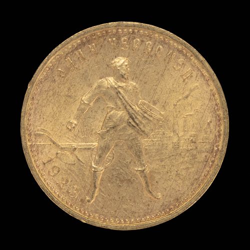 1923 RUSSIAN / USSR CHERVONETZ / 10 ROUBLES GOLD COIN