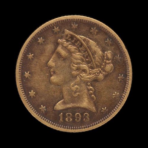 UNITED STATES 1893 LIBERTY HEAD $5 GOLD COIN