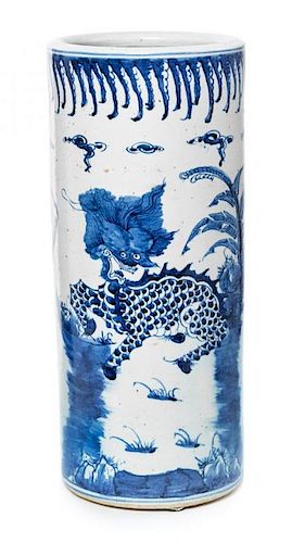 * A Chinese Porcelain Umbrella Stand Height 21 3/4 inches.
