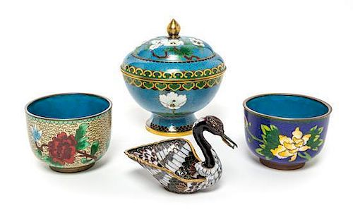 * A Group of Chinese Cloisonne Articles Height of tallest 4 3/4 inches.