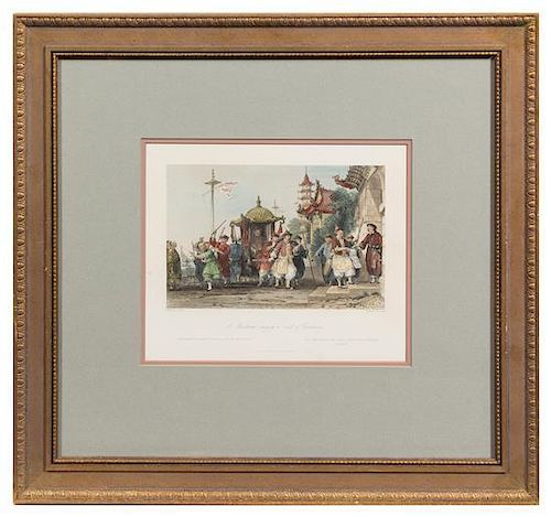 * A Group of Four Engravings with Hand Coloring Each 7 1/4 x 8 7/8 inches (visible).