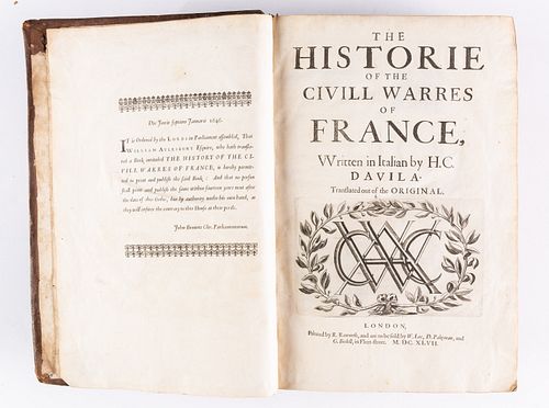 Davila, H.C., THE CIVILL WARRES OF FRANCE, 1647