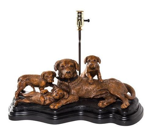 * A Resin Figural Table Lamp Height 14 3/4 x width 20 inches.