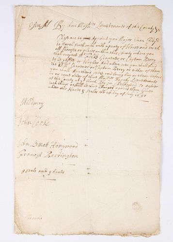 (British Military, 17th C) Manuscript Doc. Signed