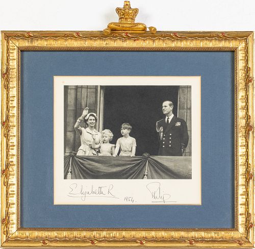 Queen Elizabeth & Prince Phillip Signed Photo, 1954