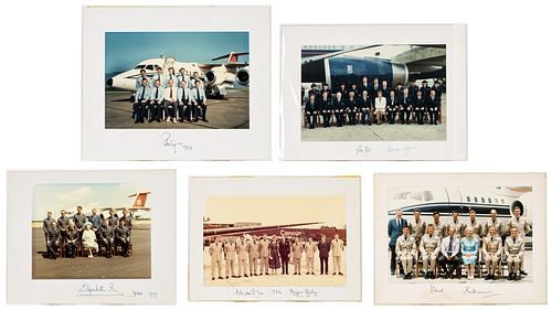 5 Signed Photos of British Royals & PM w Flight Crew