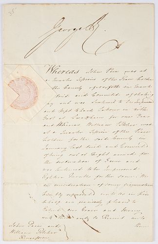 George IV (1762-1830) Manuscript Document Signed