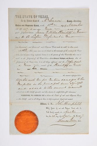 (Texiana, Confederate Veteran) Doc. Signed