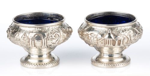 S. KIRK & SON REPOUSSE STERLING SILVER OPEN SALTS, LOT OF TWO