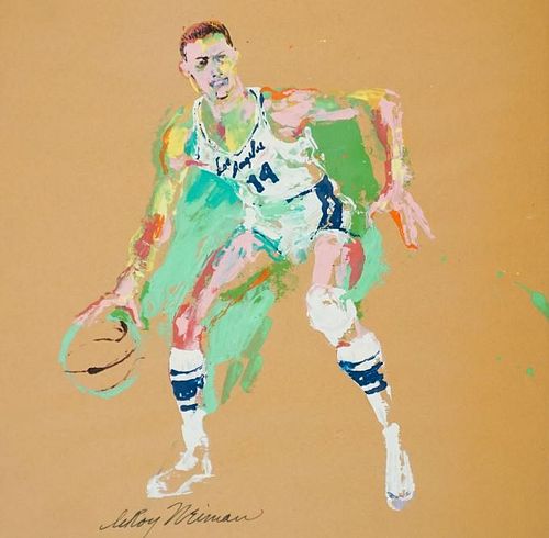 Leroy Neiman - Darrall Imhoff Los Angeles Lakers