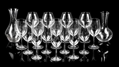 * An Assembled Group of Austrian Glass Stemware Height of largest decanter 10 7/8 inches.